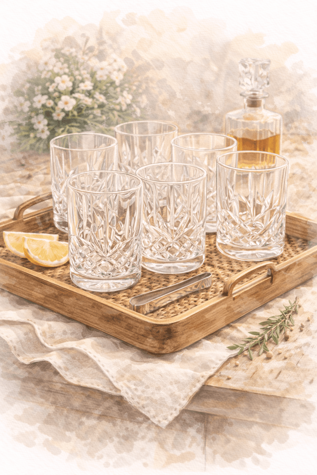 Jogo de copos de cristal