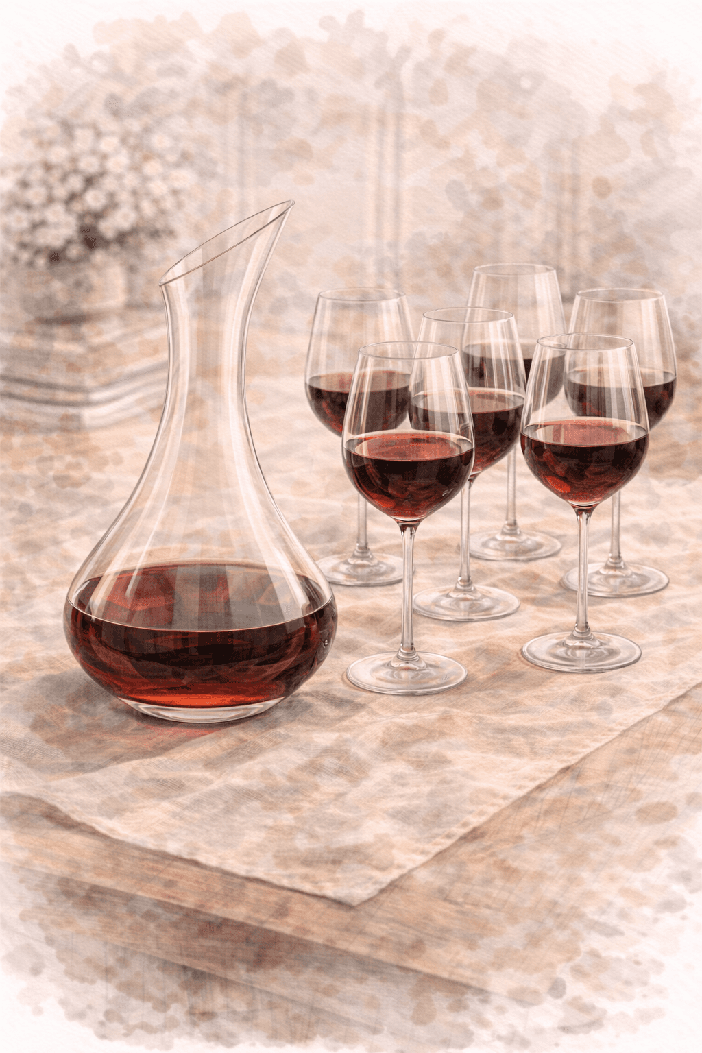 Decanter de cristal com conjunto de taças